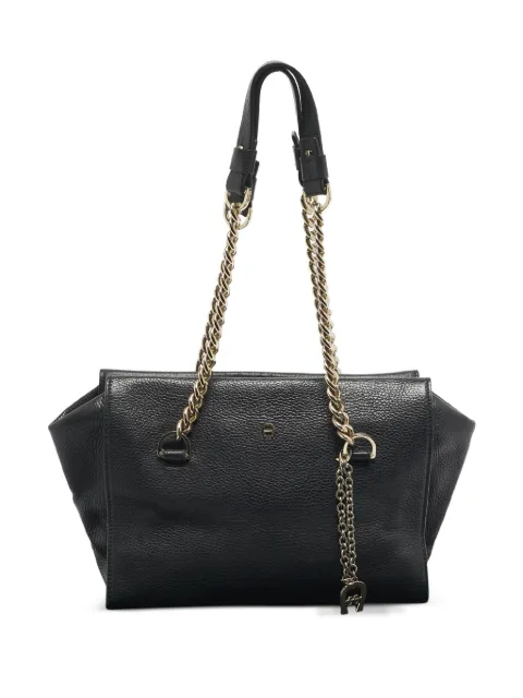 Aigner Vintage charm chain leather tote bag Black 1204743