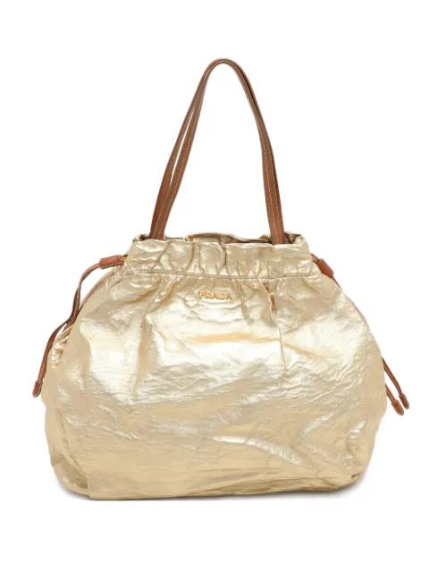 Prada Pre-Owned drawstring leather tote bag Gold 1178657