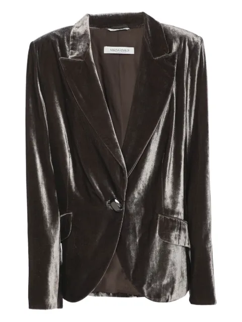 Marina Rinaldi velvet single-breasted blazer Grey 1186175