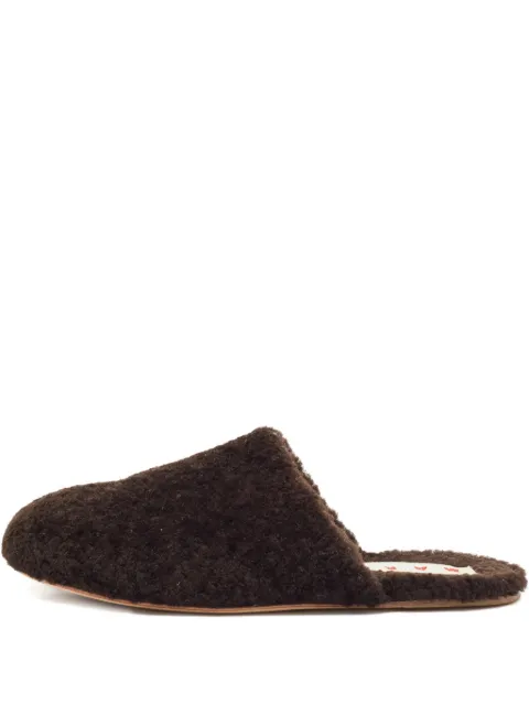 Marni Pre-Owned shearling slippers Brown 1118180