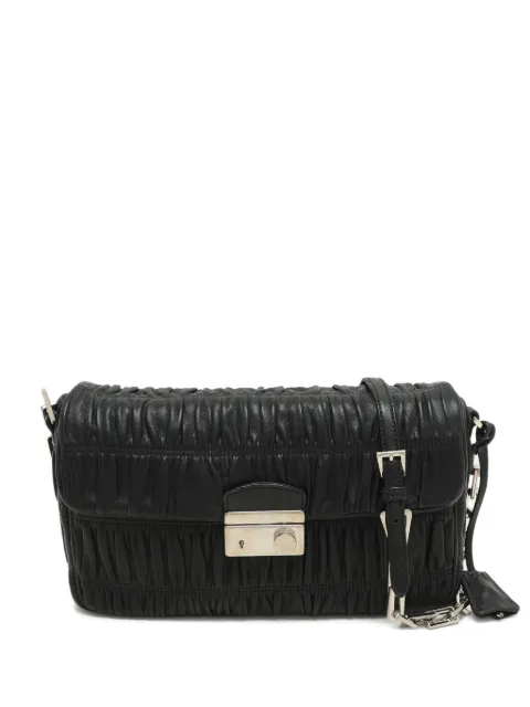 Prada Pre-Owned Gaufre gathered leather shoulder bag Black 1164560