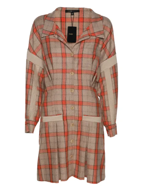 Maje check button mini dress Neutrals 1152959