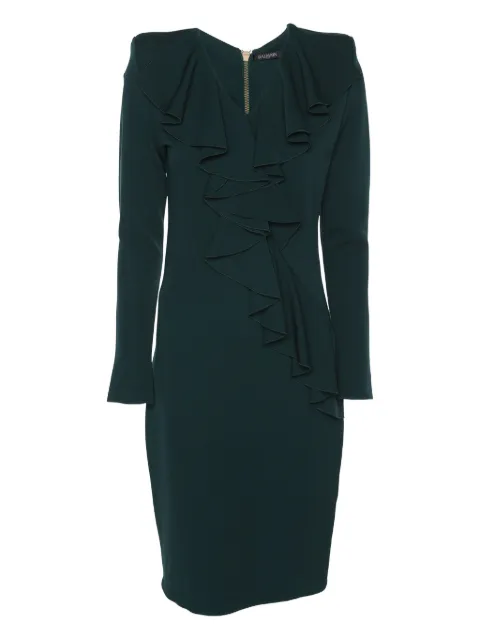 Balmain Pre-Owned ruffle long-sleeved dress Green 1159863
