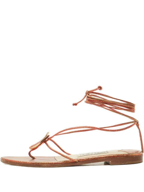 Jimmy Choo Pre-Owned leather ankle-wrap sandals Orange 1170302