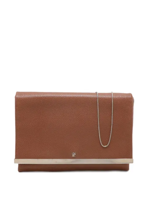 Carolina Herrera Vintage chain leather clutch bag Brown 1113122