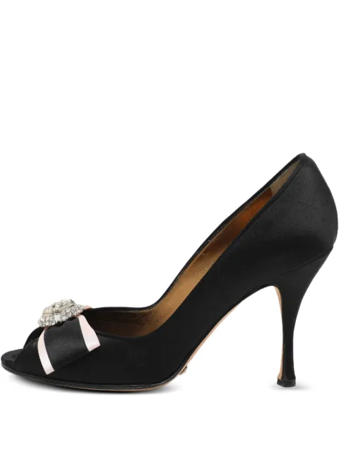 Dolce & Gabbana Pre-Owned satin bow-detail pumps Black 1121320