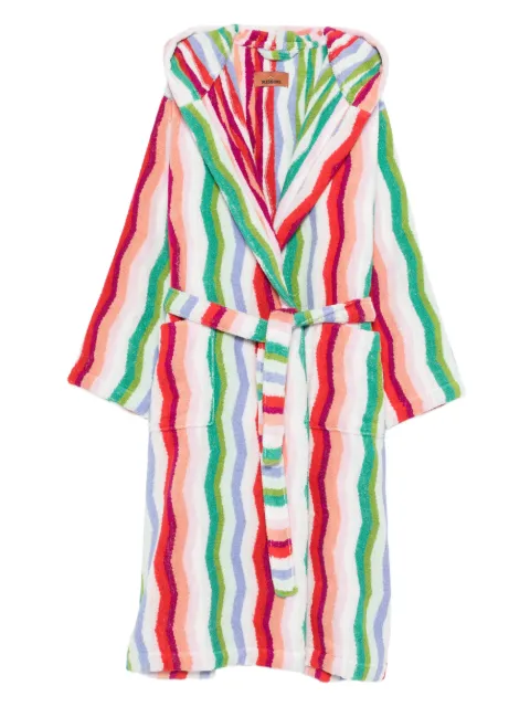 Missoni Home hooded stripe-pattern bath robe White 1F3AC99100
