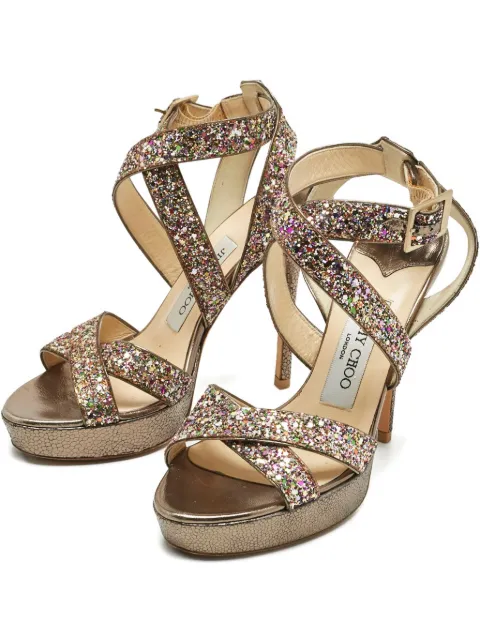 Jimmy Choo Pre-Owned glitter platform sandals Brown 1211915