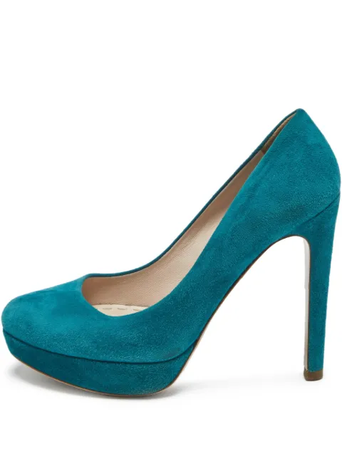 Miu Miu Pre-Owned platform suede pumps Blue 1183380
