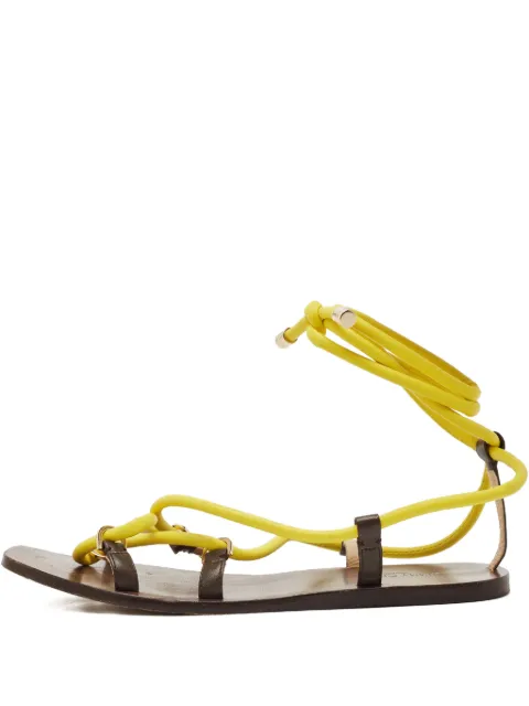 Jimmy Choo Pre-Owned Aziza ankle-wrap sandals Yellow 1119635