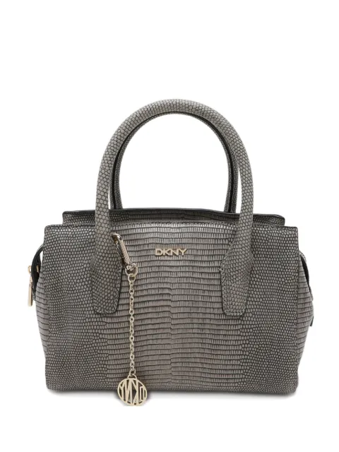 DKNY Vintage lizard-embossed leather tote bag Grey 1092881