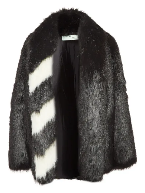 Off-White Pre-Owned black faux-fur jacket Black 1032234