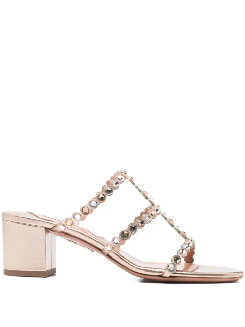 Aquazzura Tequilla crystal-embellishment sandals Gold TQLMIDS1NPLLCO
