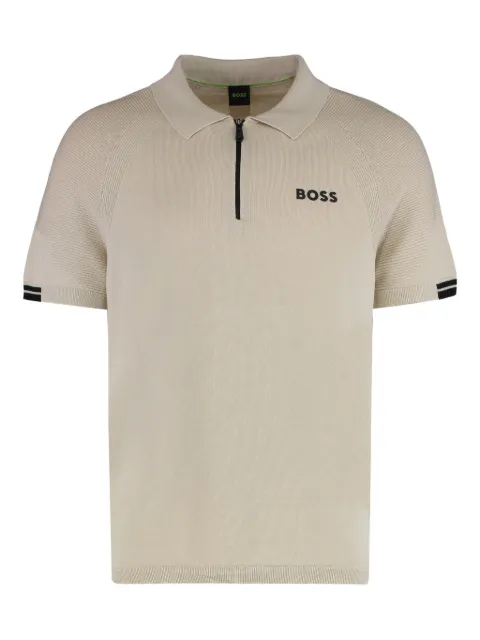 BOSS zip-fastening polo shirt Neutrals 50537146