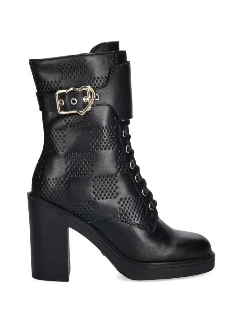 Love Moschino heart-buckle heeled boots Black JA2435AG0NIA0