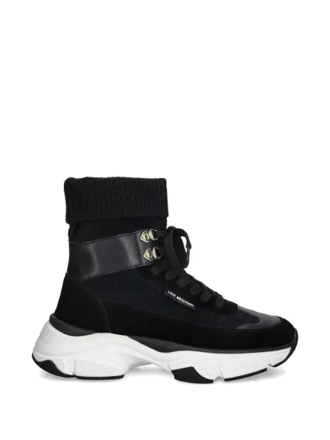 Love Moschino lace-up sock-detail sneakers Black JA15366G0NIY6