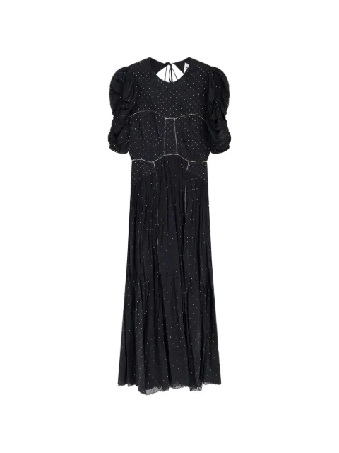 MARANT ÉTOILE dotted tiered midi dress Black RO1065FAD1J03E