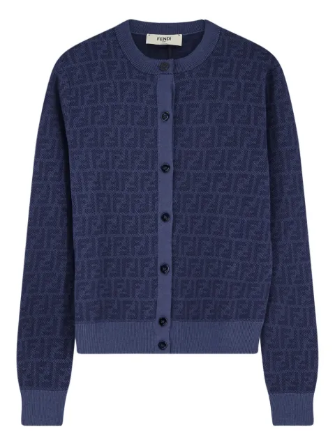 FENDI FF-pattern buttoned cardigan Blue FZE566AYM1