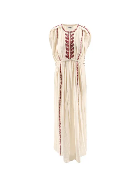 MARANT ÉTOILE embroidered tie waist dress Neutrals RO1050FAD1J16E