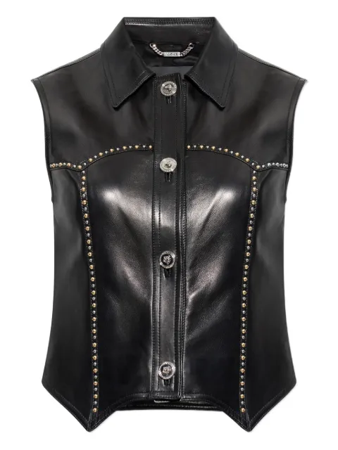 Versace leather sleeveless shirt Black 10232021A17200