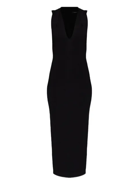 Balmain V-neck zip-up dress Black GF1RJ210KJ43