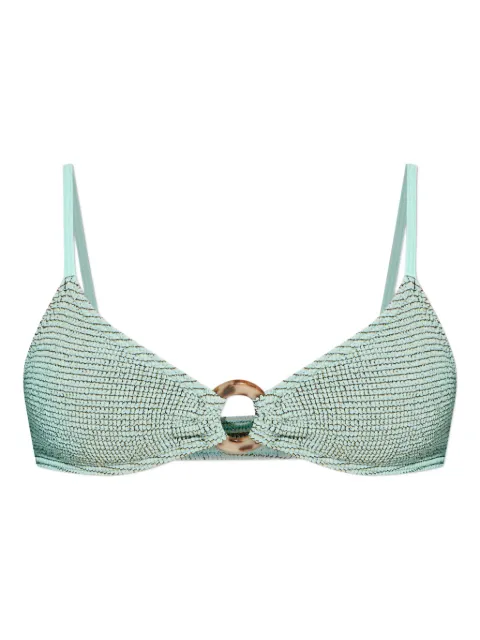Bond-eye Ring Lissio crinkle-effect bikini top Green BOUND413W