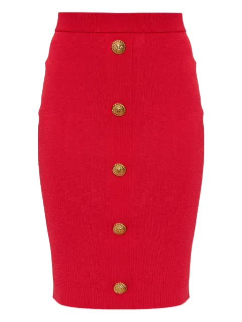 Balmain button mini skirt Red GF1LC018KJ43