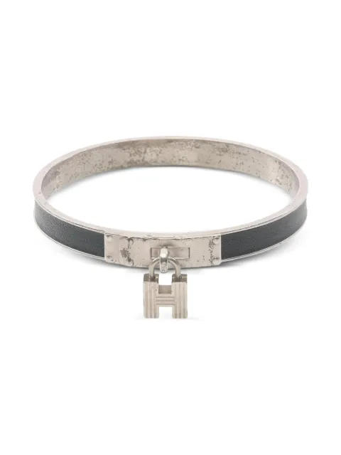 Hermès Pre-Owned 2000s Kelly padlock leather bangle Silver 1028355