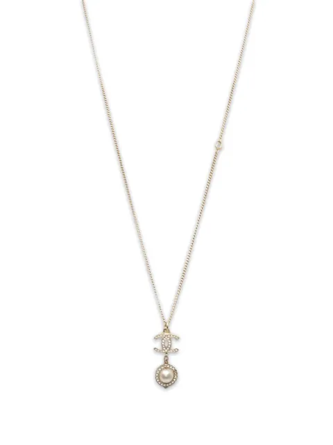 CHANEL Pre-Owned 1986-1988 CC faux-pearl necklace Gold 1029086