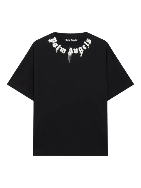 Palm Angels spray neck logo T-shirt Black PMAA109F25JER00C1003
