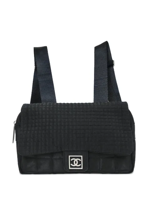 CHANEL Pre-Owned 2006 Choco Bar quilted interlocking CC logo backpack Black 115962
