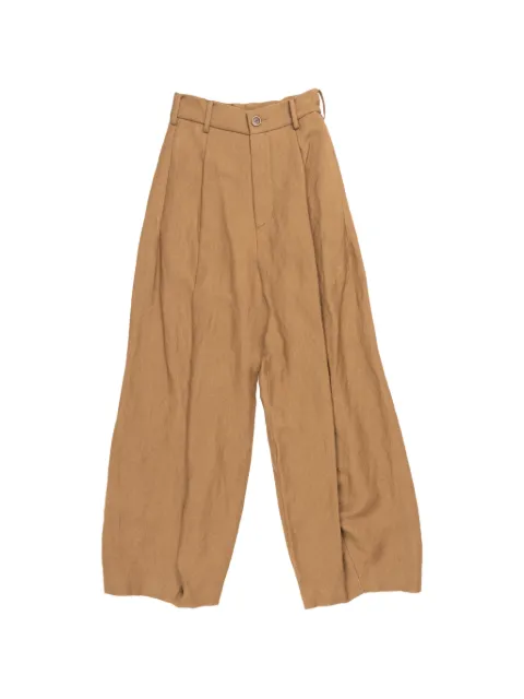 Uma Wang pleated trousers Brown UW3048