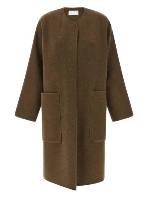The Row Tiberus crew-neck pocket coat Brown 10544W4252OTT