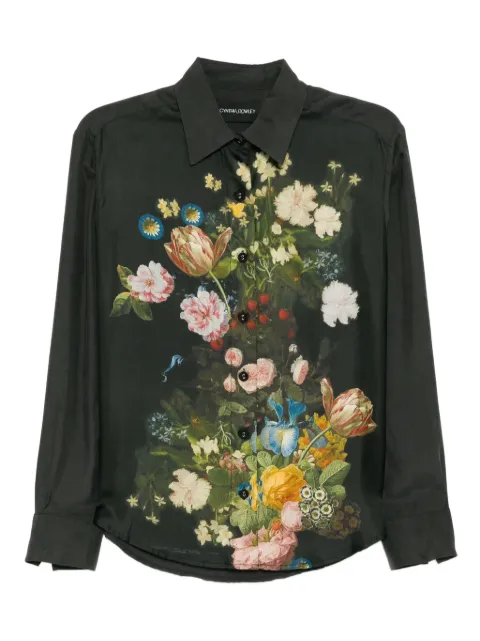 Cynthia Rowley silk floral printed shirt Grey 26S1TP33SK