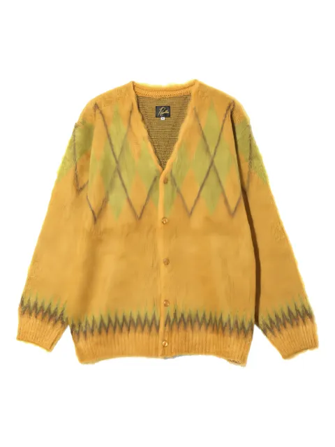 Needles argyle buttoned cardigan Yellow RW355