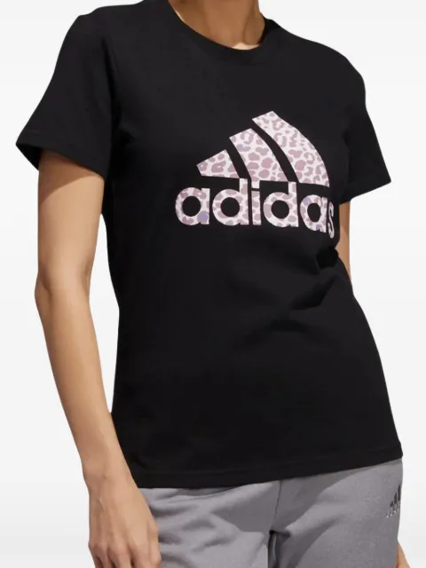 adidas leopard-print logo T-shirt Black HU1885