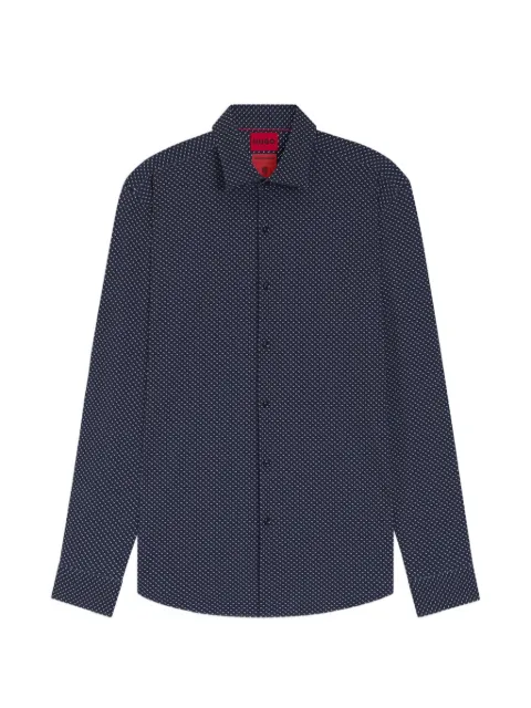 HUGO Kenno geometric-print long-sleeved shirt Blue 50554763