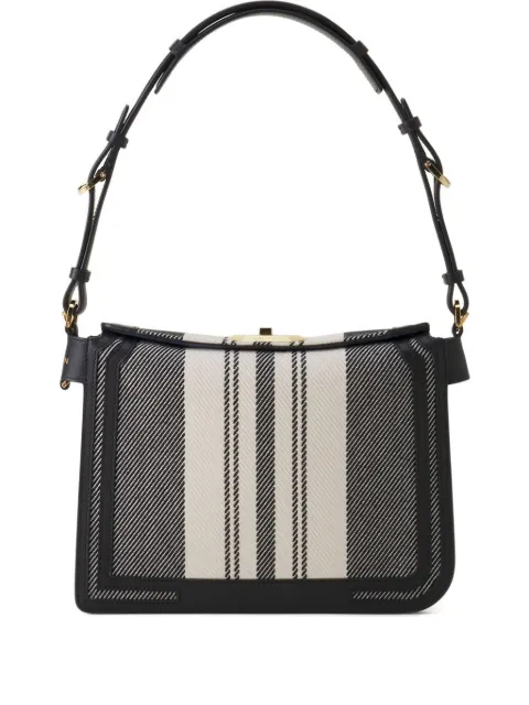 Lanvin Compagnon striped lock shoulder bag Black LWBGLRPMCUSTP26
