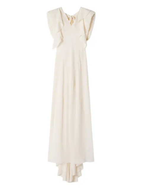 Lanvin ruffled V-neck maxi dress Neutrals RWDR00056244P26