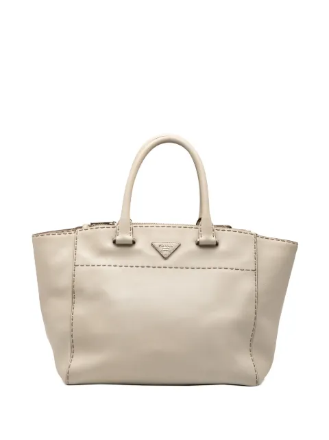 Prada Pre-Owned 2010-2025 City Calf Stitched Twin Pocket satchel Brown CVM32UUL06EUAA5E