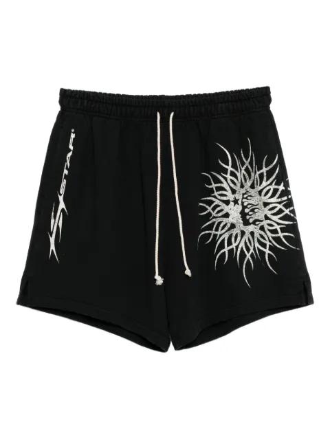 HELLSTAR graphic-print cotton shorts Black HS01SHO004WHT