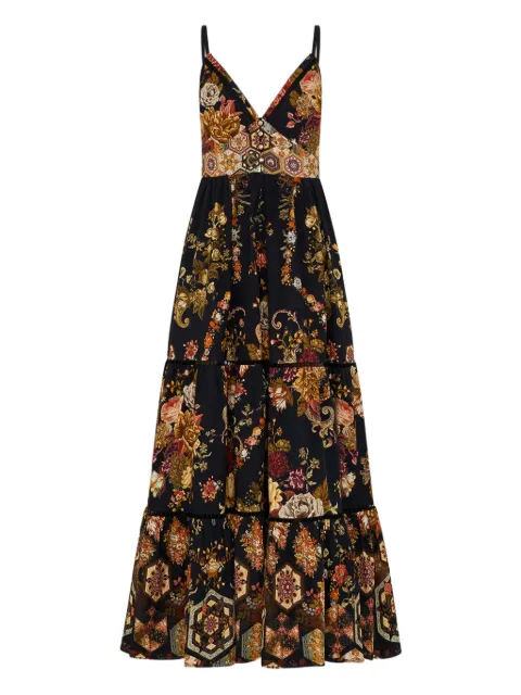 Camilla floral print V-neck dress Black 00028386STITIIME