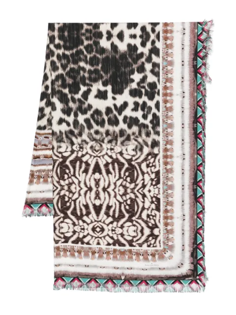 Pierre-Louis Mascia printed frayed-hem scarf Neutrals ALOEUWSW135X195S4098
