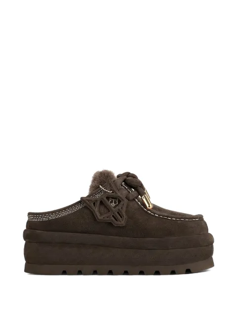 NAKED WOLFE fur-trim platform mules Brown BLIZZARDBROWN