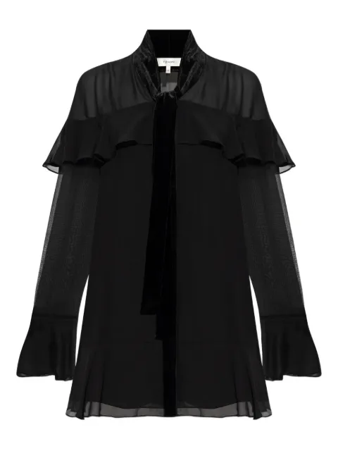 FRAME ruffled-details tie-neck dress Black WP26WDR009