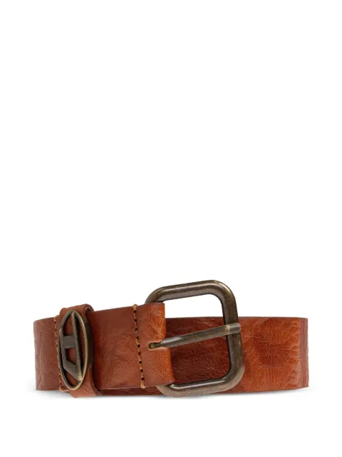 Diesel 3.9cm logo-plaque wrinkled leather belt Brown X10314PS681