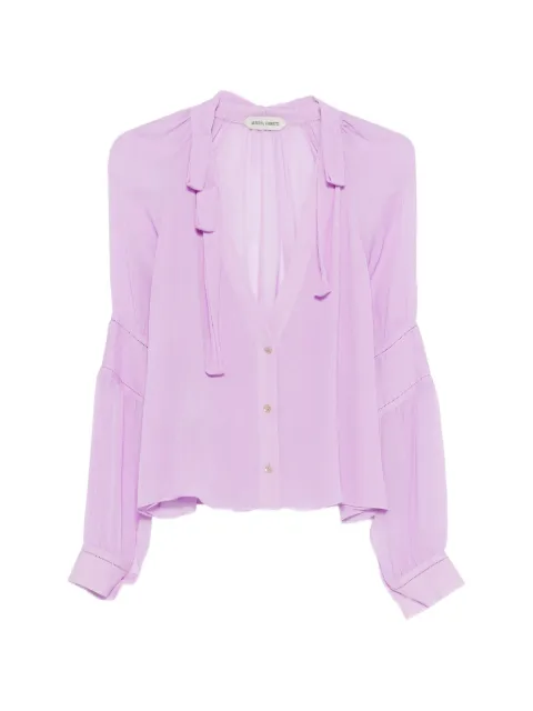 Alberta Ferretti tie-neck long-sleeve shirt Purple A02161617