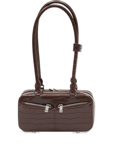 Self-Portrait crocodile-embossed leather shoulder bag Brown RS26306BR