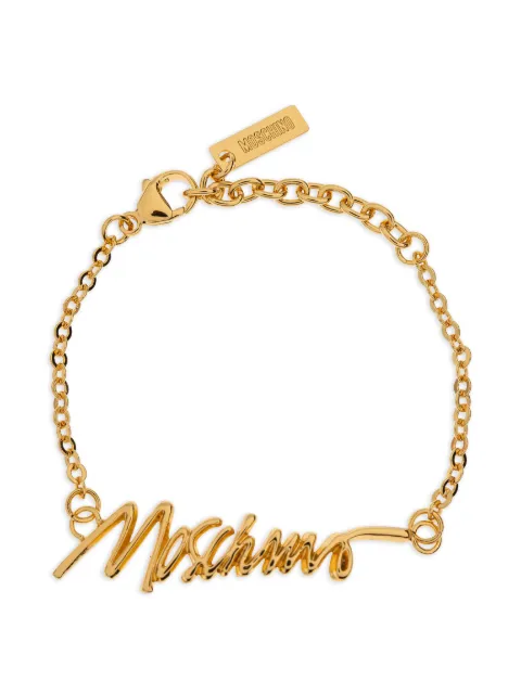 Moschino logo-plaque chain bracelet Gold 26171A91158402