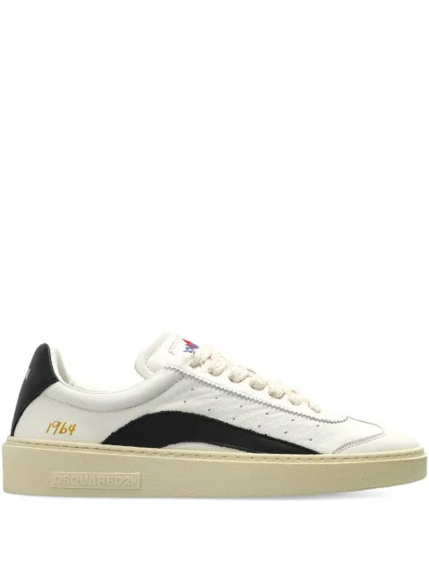 DSQUARED2 Rider perforated striped leather sneakers White SNW030118908696